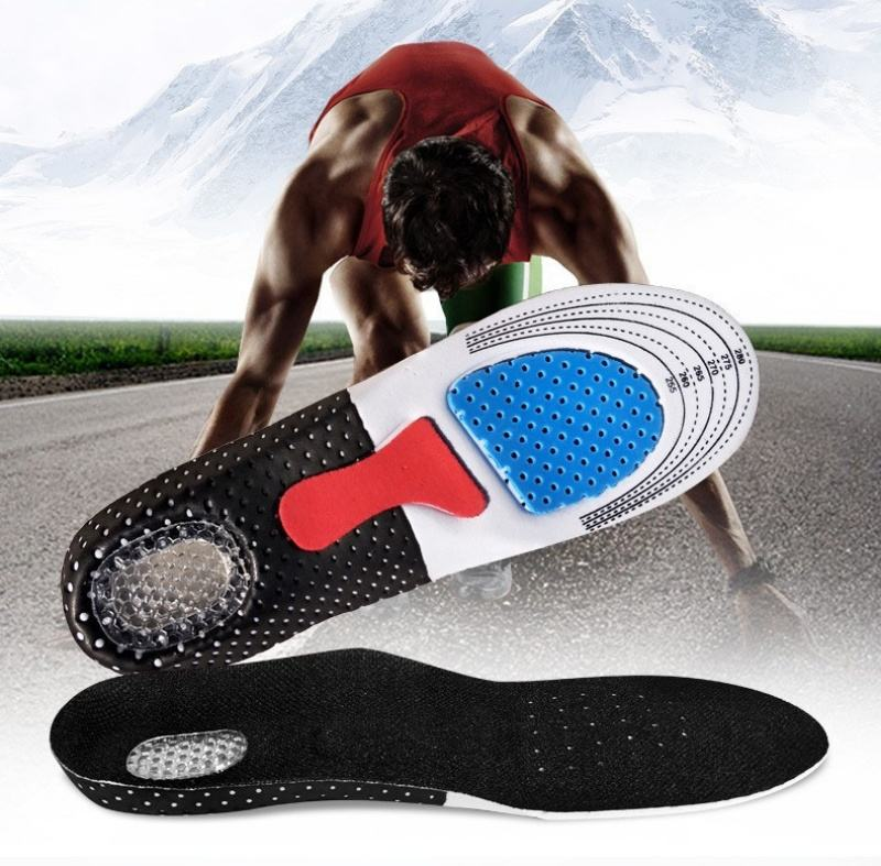 Silicone gel shock absorbing insoles - adapts to foot shape for custom comfort